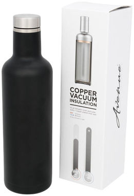 Медная вакуумная изолированная бутылка Pinto, цвет сплошной черный - 10051700- Фото №1