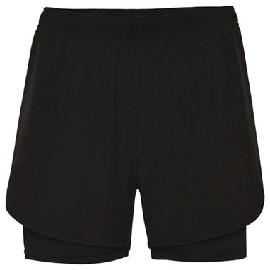 LANUS Женские спортивные шорты с контрастной сеткой внутри, цвет черный, черный  размер XL - PC6655040202- Фото №1