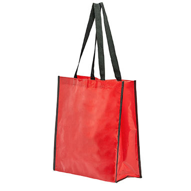 Багаторазова сумка з глянсовою ламінованої оздобленням, колір червоний - BO7543S160- Фото №1
