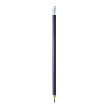 Круглый деревянный карандаш с резинкой, цвет темно-синий - HW8002S155- Фото №1