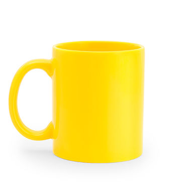 Цветная керамическая кружка емкостью 370 мл, цвет желтый - MD4006S103- Фото №1