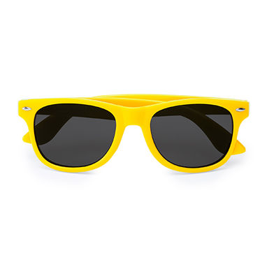 Солнцезащитные очки с классическим дизайном в блестящей отделке, цвет желтый - SG8100S103- Фото №1