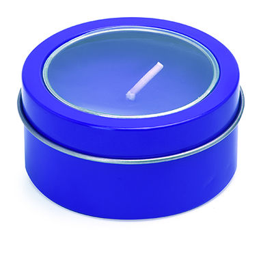 Ароматическая свеча в ярких цветах порставляется с круглым металлическим держателем, цвет яркий синий - XM1306S105- Фото №1