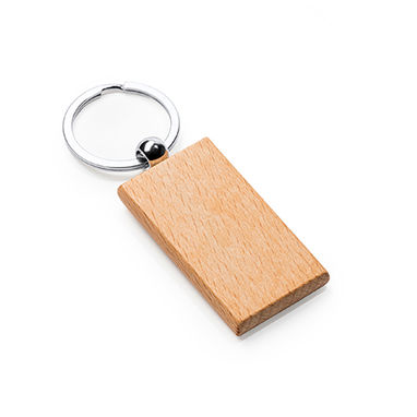 Брелок для ключей из натурального дерева в двух вариантах исполнения с металлическим кольцом, цвет древесный - KO4092S1981- Фото №1