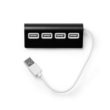 USB-порт з алюмінієвою структурою, двокольоровим покриттям і білим кабелем, колір чорний - IA3033S102- Фото №1