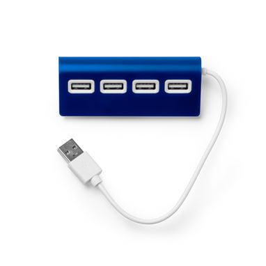 USB-порт з алюмінієвою структурою, двокольоровим покриттям і білим кабелем, колір темно-синій - IA3033S105- Фото №1