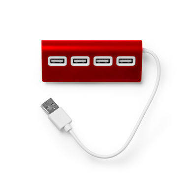 Порт USB с алюминиевой структурой, двухцветной отделкой и белым кабелем, цвет красный - IA3033S160- Фото №1