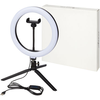 Studio Кольцевая лампа с держателем для телефона и штативом, цвет сплошной черный - 12424890- Фото №7