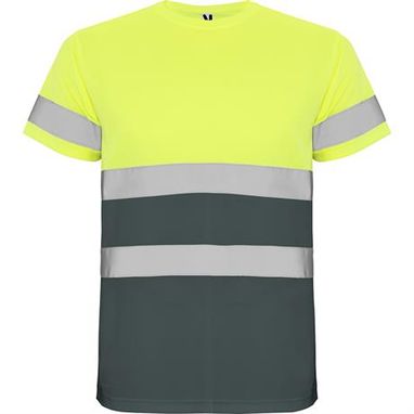 Техническая футболка повышенной видимости с короткими рукавами, цвет свинцовый, флуоресцентный желтый  размер 3XL - HV93100623221- Фото №1