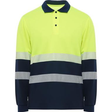 Светоотражающая рубашка·поло с коротким рукавом из технической ткани, цвет морской синий, флуоресцентный желтый  размер XL - HV93160455221- Фото №1