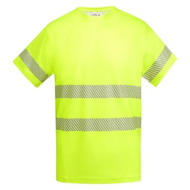 Светоотражающая мужская техническая футболка с коротким рукавом с круглым вырезом под горло из основной ткани, цвет флуоресцентный желтый  размер M - HV931702221- Фото №1