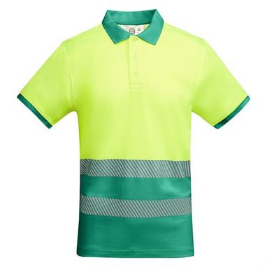 Техническая мужская хорошо видимая рубашка·поло с коротким рукавом с воротником в рубчик 1x1, цвет garden green, fluor yellow  размер 4XL - HV93180752221- Фото №1
