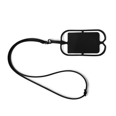 Силиконовый шнурок с держателем для мобильного телефона, цвет черный - LY7046S102- Фото №1