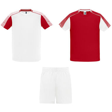 Спортивный костюм унисекс: две футболки и одни шорты, цвет белый, красный - CJ0525010160- Фото №1