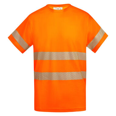 Светоотражающая мужская техническая футболка с коротким рукавом с круглым вырезом под горло из основной ткани, цвет флуоресцентный оранжевый  размер 3XL - HV931706223- Фото №1