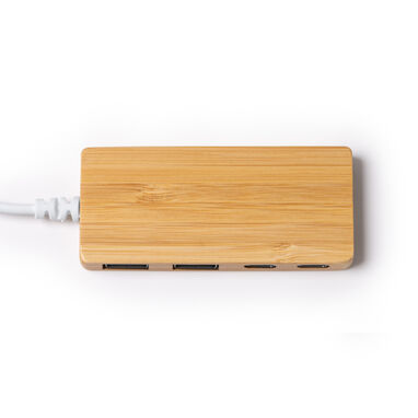 Порт USB-концентратора из бамбука, цвет бежевый - IA1263S129- Фото №1