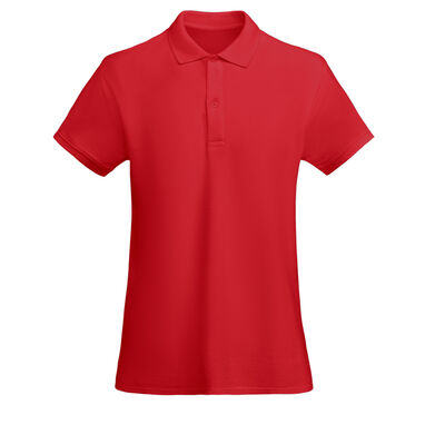 Приталенная рубашка-поло с короткими рукавами для женщин, цвет красный - PO66180160- Фото №1