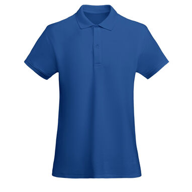 Приталенная рубашка-поло с короткими рукавами для женщин, цвет королевский синий - PO66180305- Фото №1