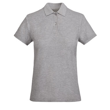 Приталенная рубашка-поло с короткими рукавами для женщин, цвет пёстрый серый - PO66180358- Фото №1