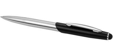 Набір Geneva з кулькової ручки-стилуса і ручки-роллера, колір срібний, суцільний чорний - 10667000- Фото №6