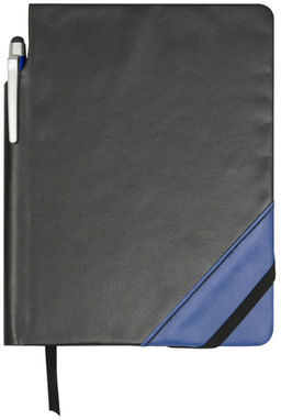 Блокнот Patch-the-edge с шариковой ручкой, цвет сплошной черный, ярко-синий - 10686101- Фото №3