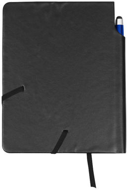 Блокнот Patch-the-edge с шариковой ручкой, цвет сплошной черный, ярко-синий - 10686101- Фото №4
