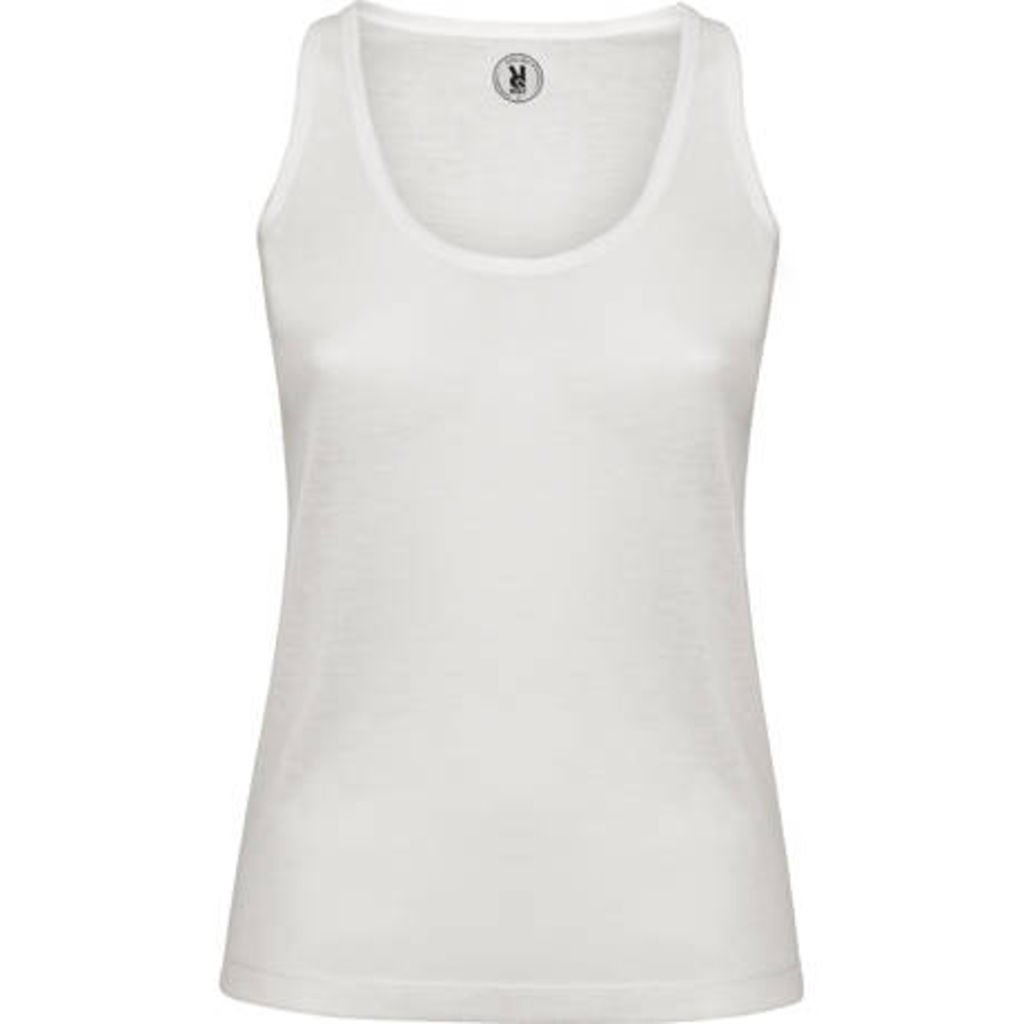 Женская футболка с двухслойной отделкой ворота, цвет белый  размер M