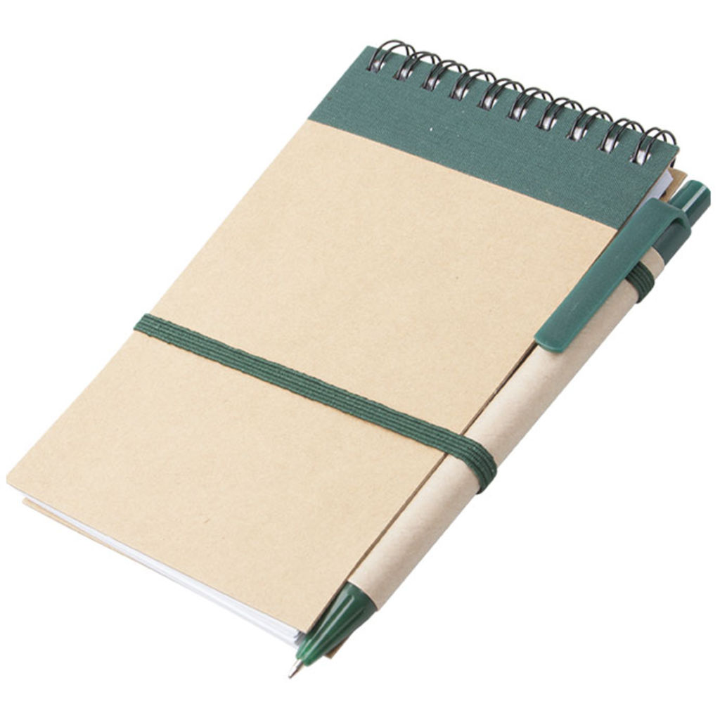 Блокнот з ручкою Ecocard, колір зелений