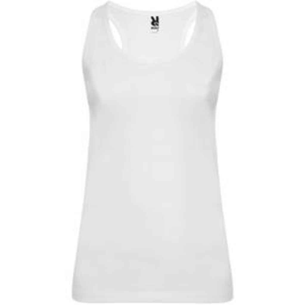 BRENDA Приталенная футболка-борцовка с широкими вырезами на резинке, цвет белый  размер S