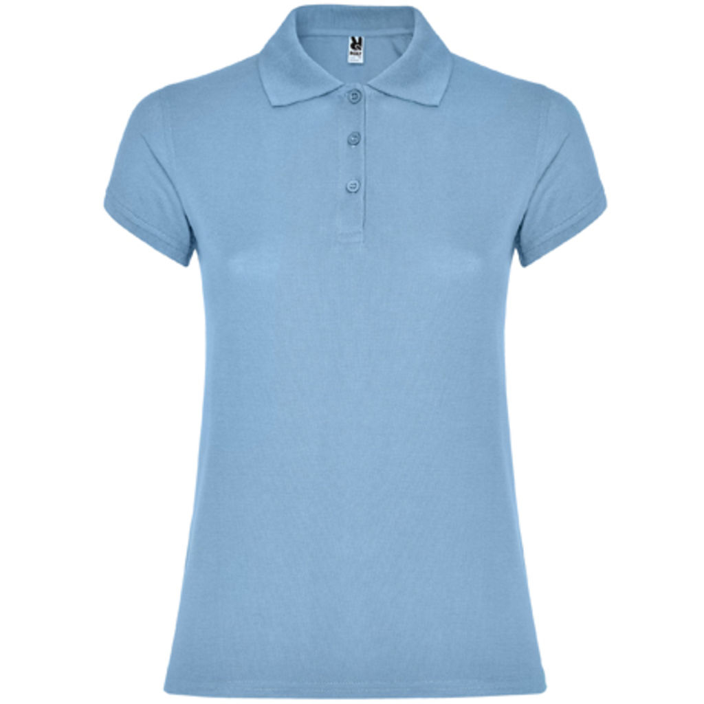 STAR WOMAN Женская футболка-поло с коротким рукавом, цвет небесно-голубой  размер S