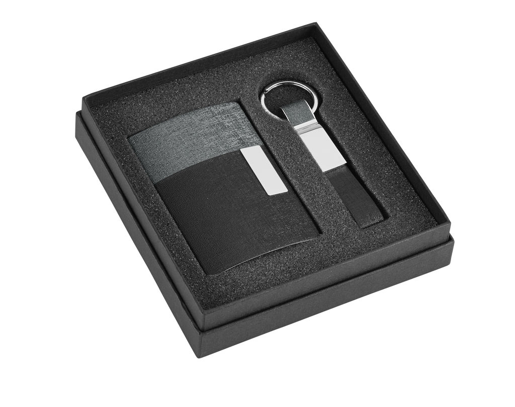 Набор визитница и брелок для ключей, цвет серый