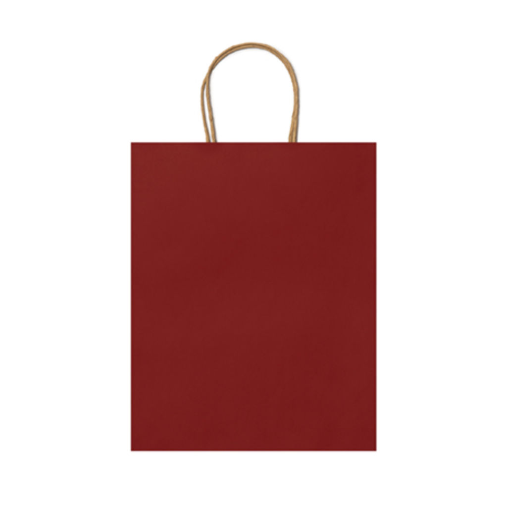 Бумажная сумка 110 г / м2 с естественной отделкой, с усиленными короткими ручками изогнутой формы, цвет красный