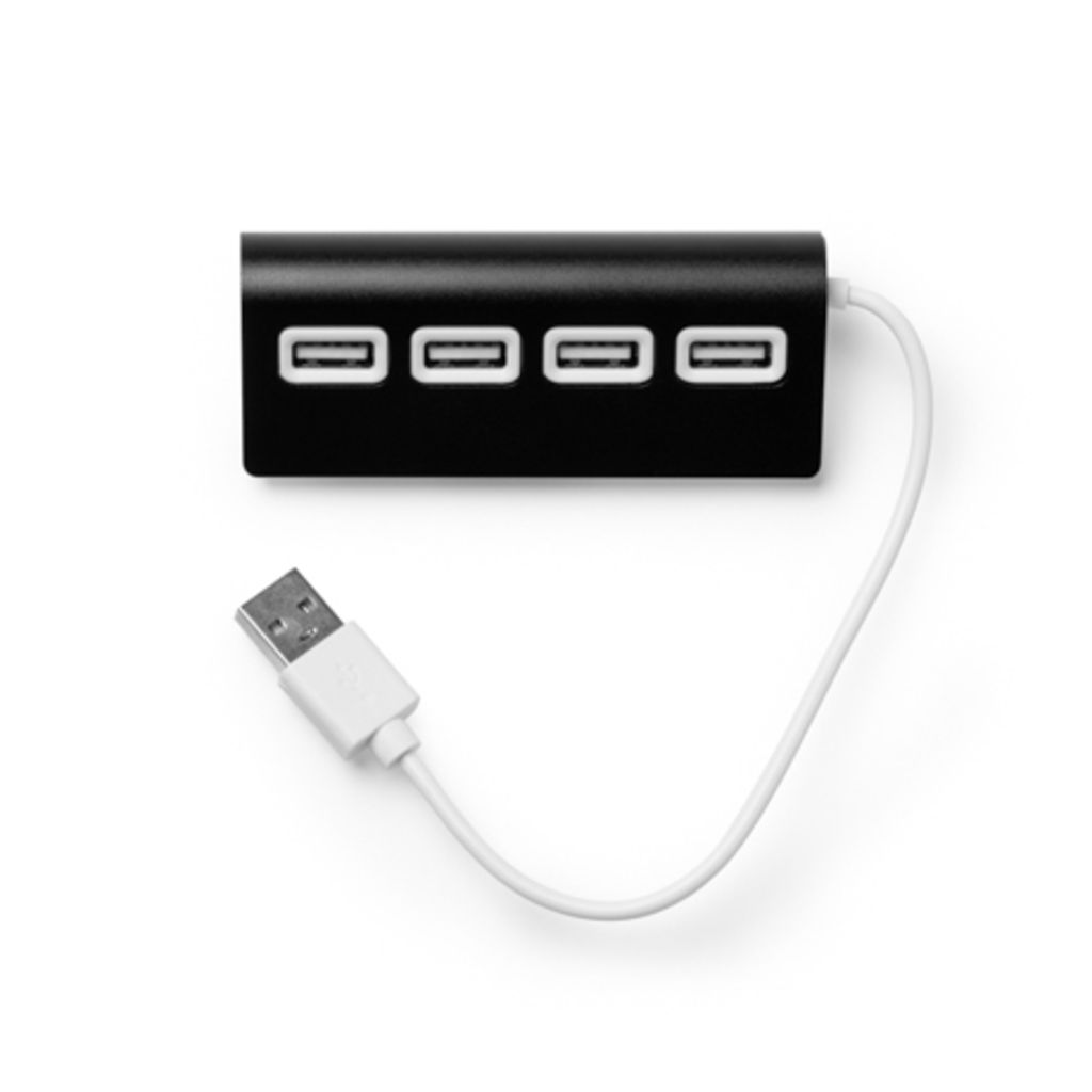 USB-порт з алюмінієвою структурою, двокольоровим покриттям і білим кабелем, колір чорний
