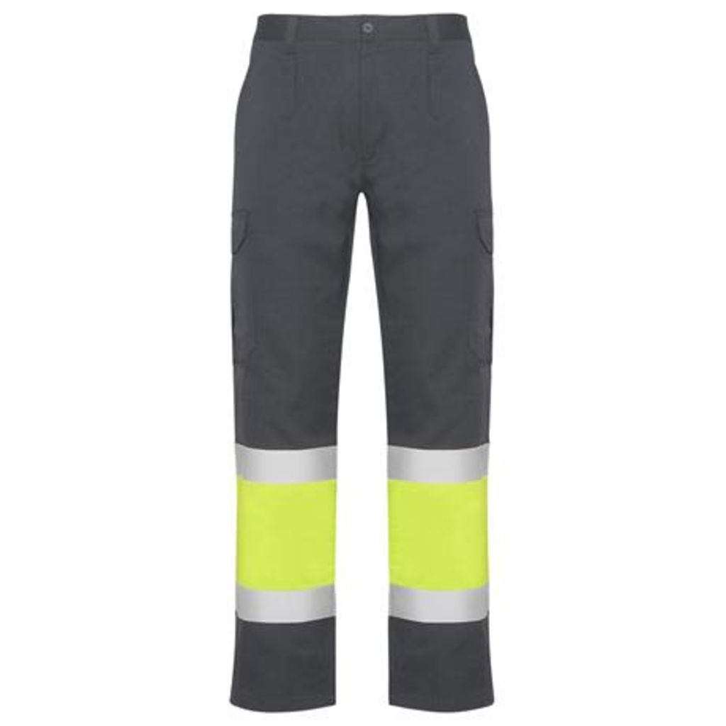 Летние брюки повышенной видимости с несколькими карманами, цвет свинцовый, флуоресцентный желтый  размер 38