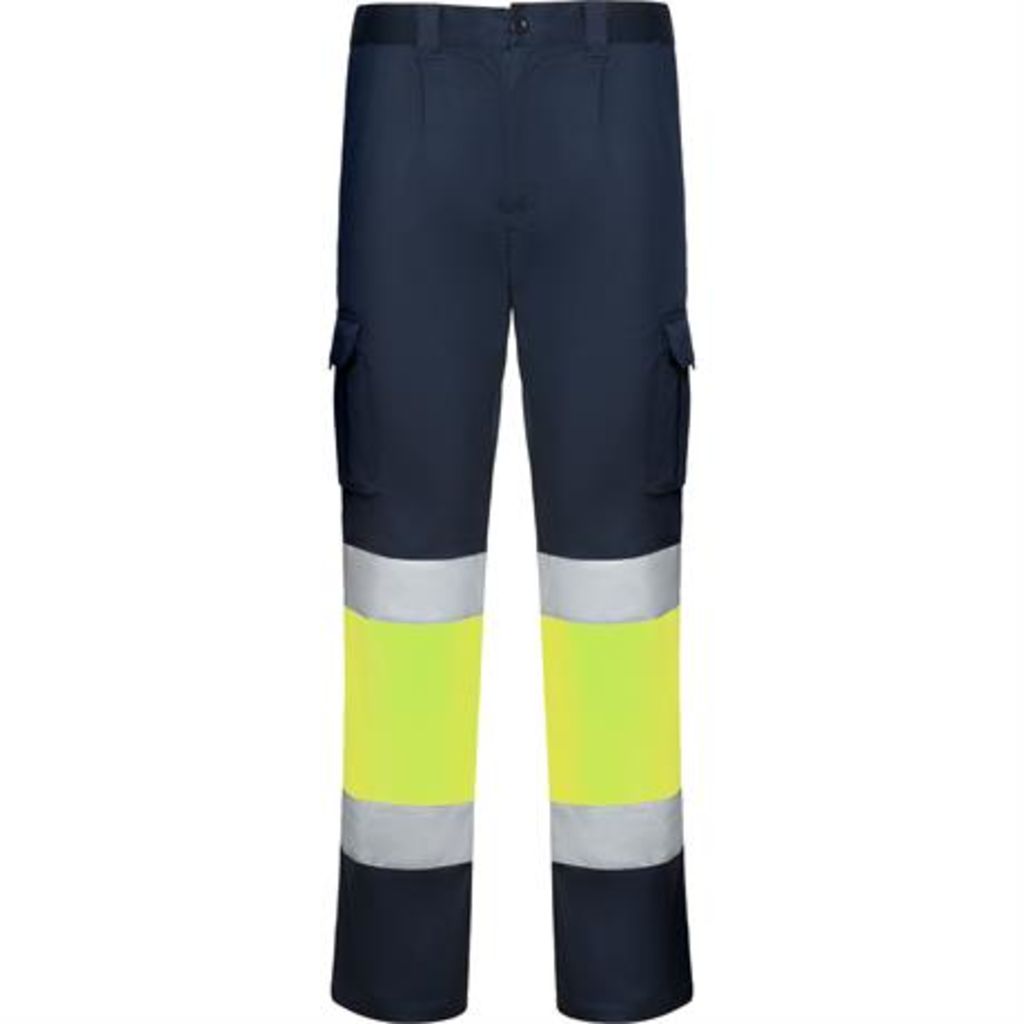 Светоотражающие удлиненные брюки с несколькими карманами, цвет морской синий, флуоресцентный желтый  размер 44