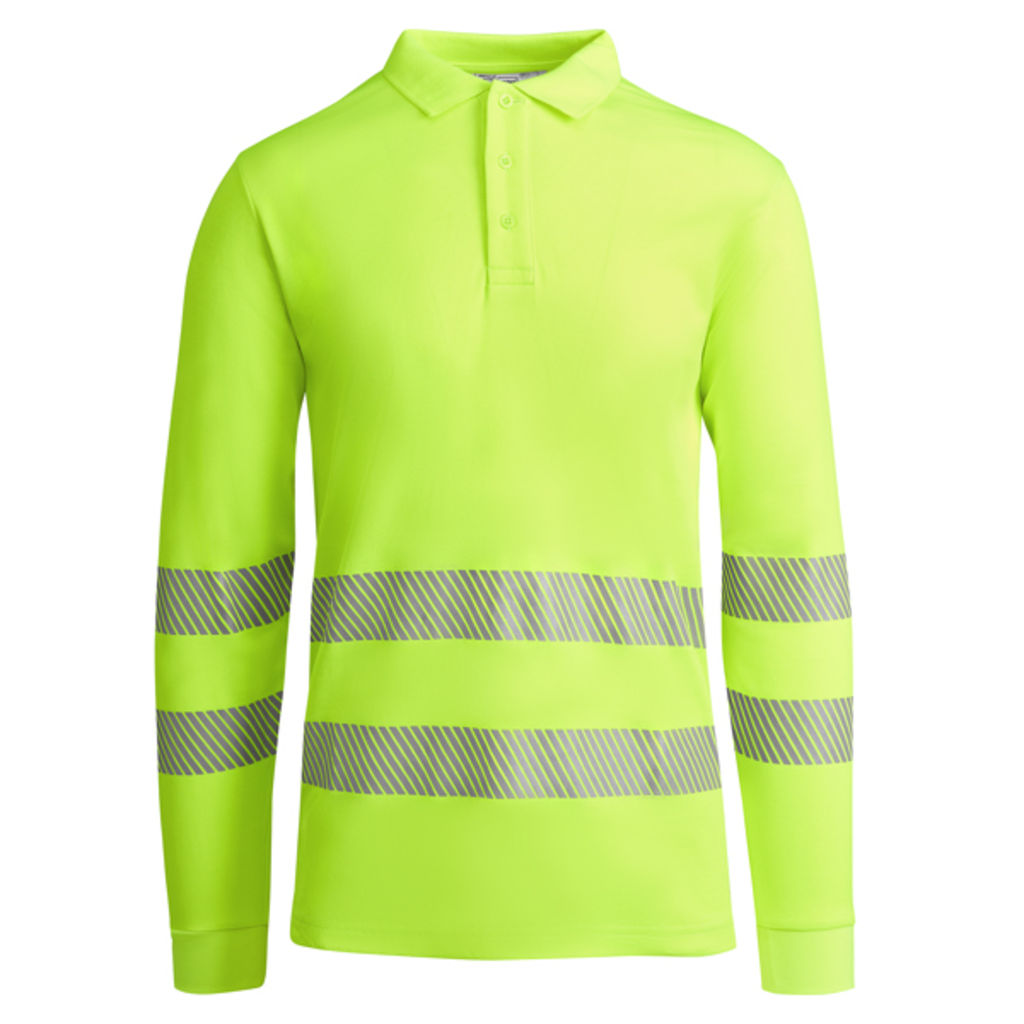Техническая мужская светоотражающая рубашка·поло с коротким рукавом и воротником в рубчик 1x1, цвет флуоресцентный желтый  размер 3XL