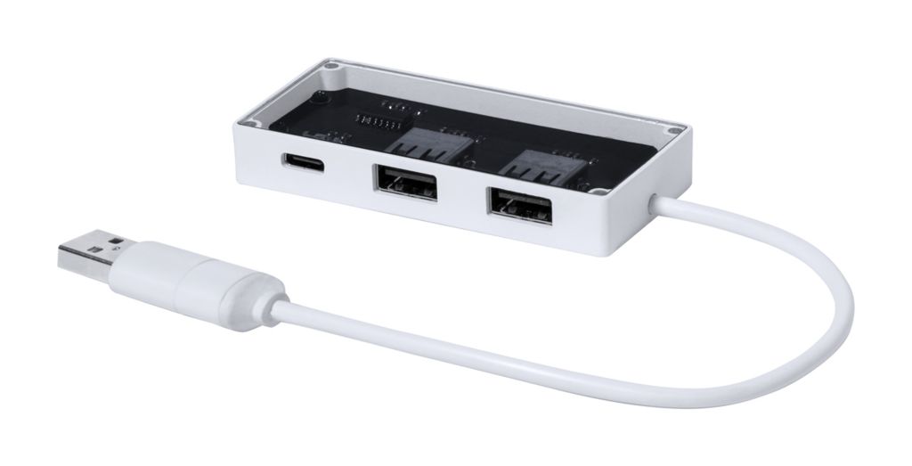 Прозрачный USB-хаб Hevan, цвет белый
