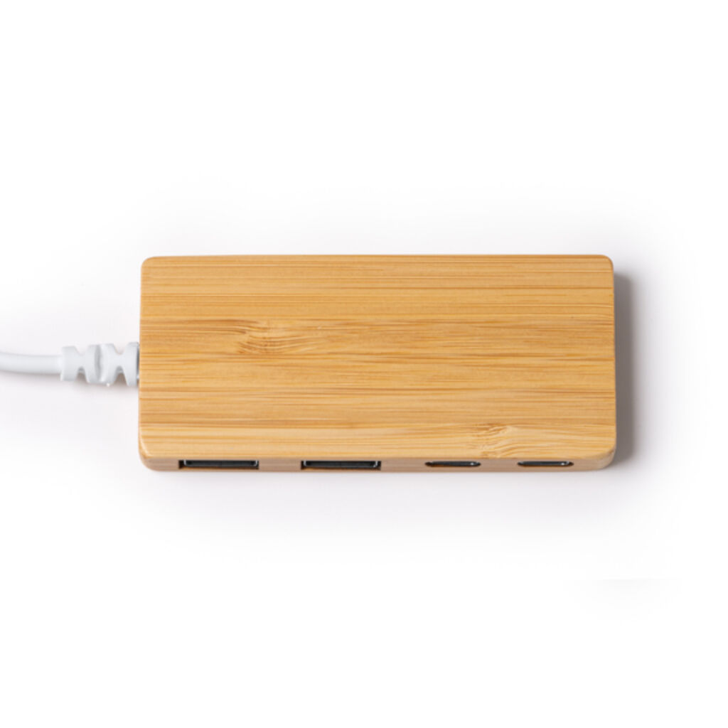 Порт USB-концентратора из бамбука, цвет бежевый
