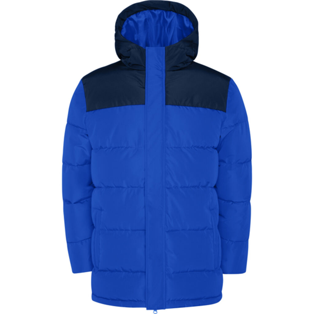 Утепленная куртка с фиксированным капюшоном, цвет синий
