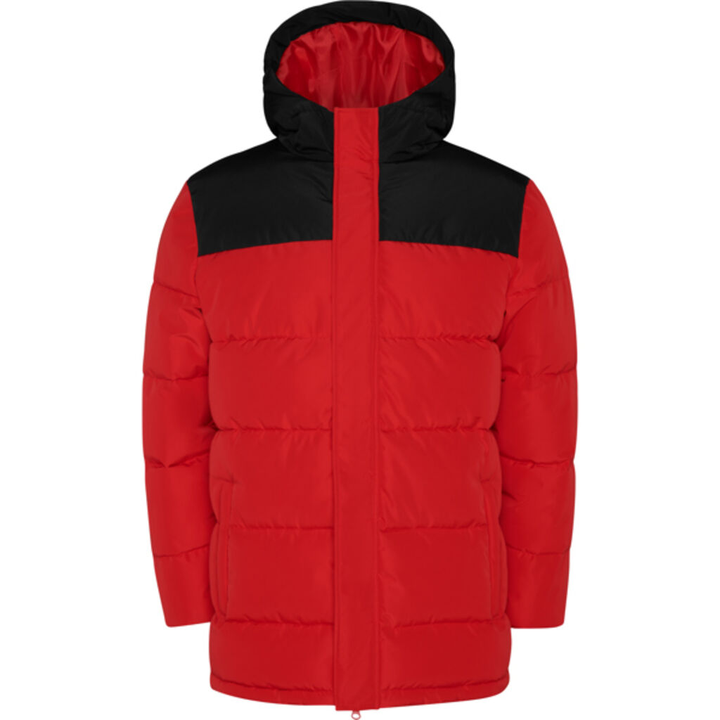 Утеплена куртка з фіксованим капюшоном, колір червоний
