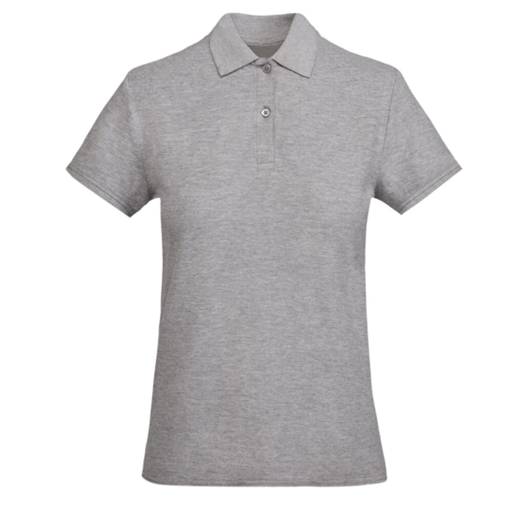 Приталенная рубашка-поло с короткими рукавами для женщин, цвет пёстрый серый