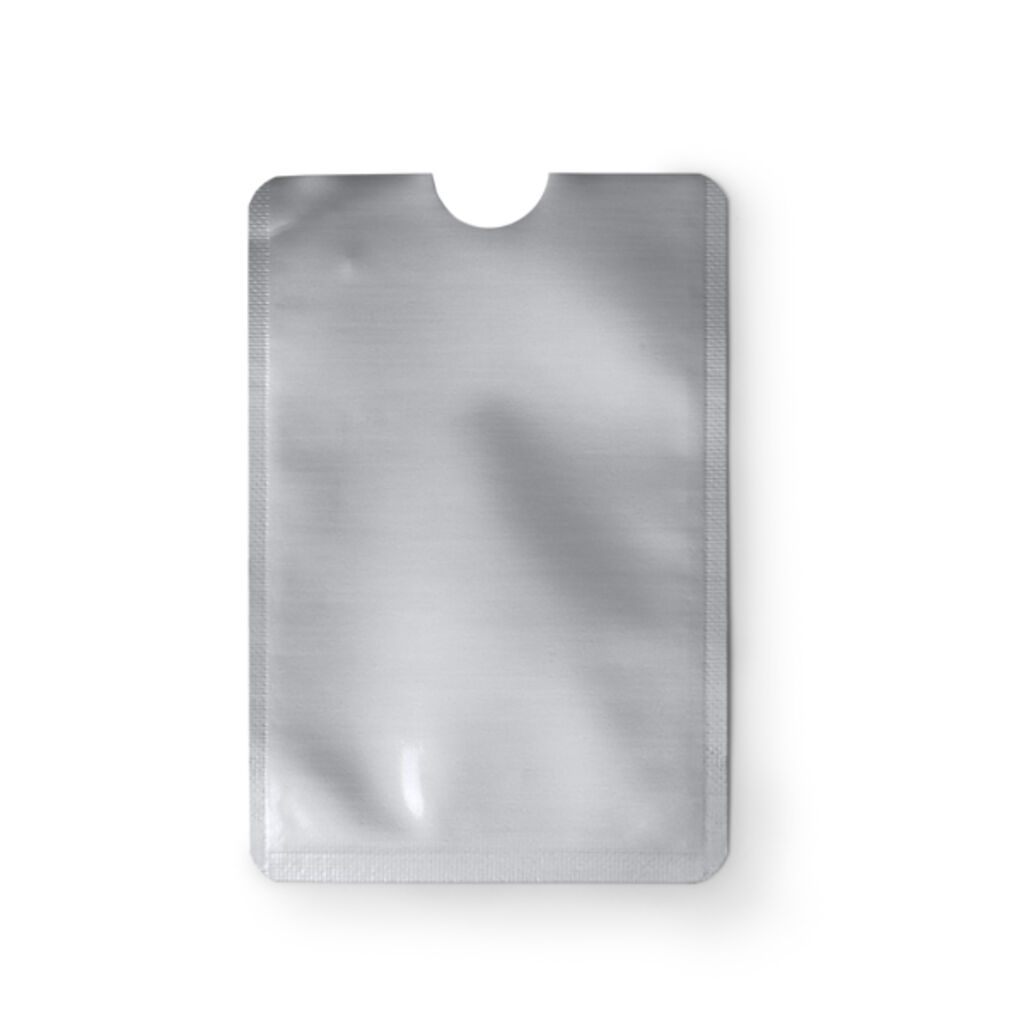 Чехол RFID для карты с алюминиевой отделкой, цвет серебряный