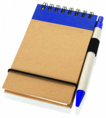 Блокнот и ручка из бумаги вторичной переработки, цвет натуральный, темно-синий - 10626902- Фото №1