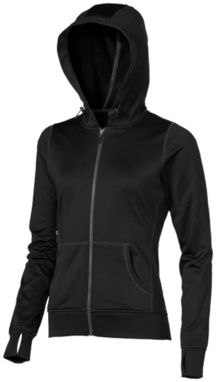 Жіночий светр Moresby з капюшоном і застібкою-блискавкою на всю довжину, колір суцільний чорний - 39215990- Фото №6