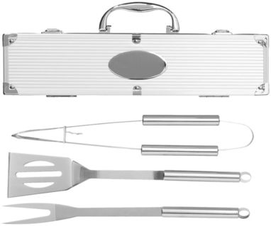 Набір для барбекю Satay з 3-х предметів, колір срібний - 19538804- Фото №3