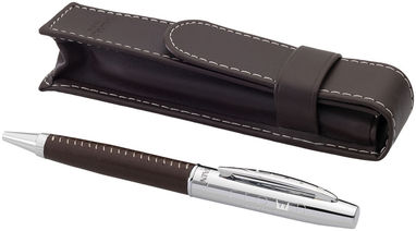 Кулькова ручка, колір коричневий, срібний - 19982156- Фото №2