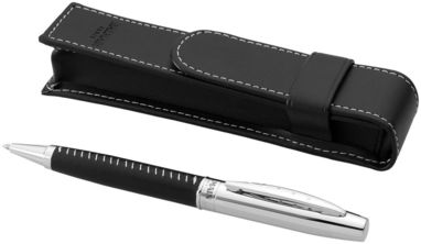 Кулькова ручка, колір суцільний чорний, срібний - 19982158- Фото №1