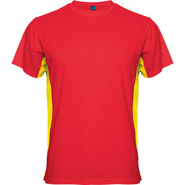 Двухцветная футболка с круглым вырезом с усиленными швами, цвет красный, желтый  размер S - CA0424016003- Фото №1