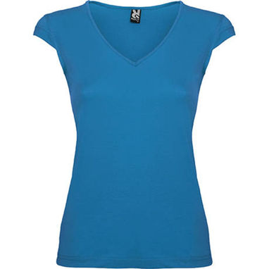 MARTINICA Жіноча футболка з V-подібною горловиною та тонкою кромкою, колір аква  розмір S - CA662601100- Фото №1