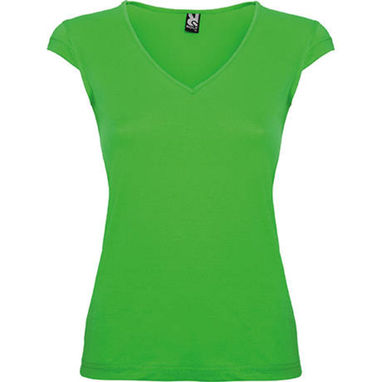 MARTINICA Жіноча футболка з V-подібною горловиною та тонкою кромкою, колір світло-зелений  розмір S - CA66260124- Фото №1